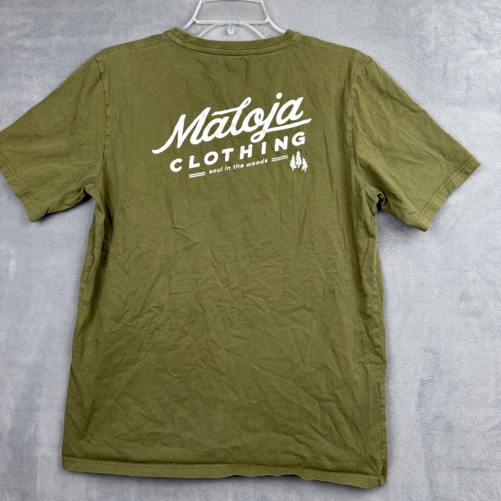 Maloja Clothing Men's T-Shirt Green Size M Short‎ Sleeve Mountain Graphic Tee